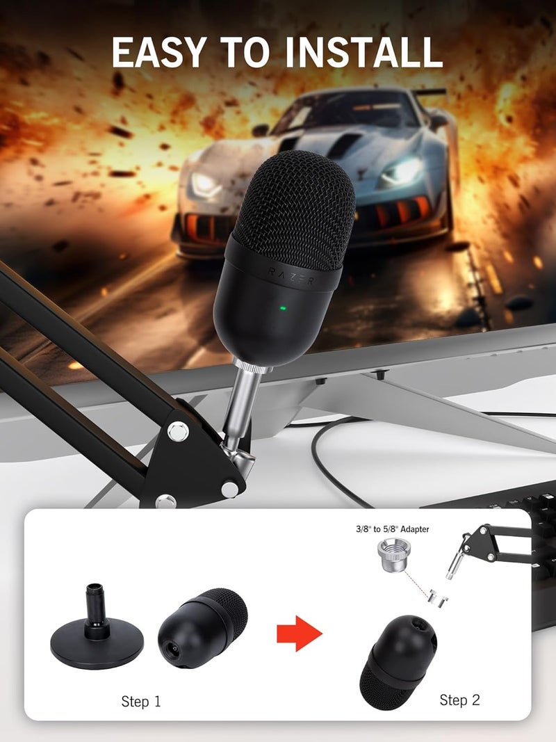 SUNMON Seiren V3 Mini Boom Arm - Mic Arm for Razer Mini, Seiren V2, Seiren X and Most Microphone, Adjustable Boom Scissor Arm Stand with 3/8" to 5/8" Adapter by - Image 2